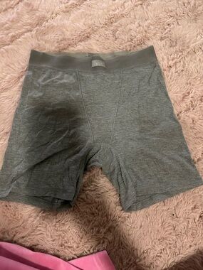 SKIMS Olive Green Ribbed Boxer Shorts